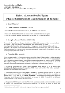 Fiche 1 : Le mystère de l`Eglise L`Eglise