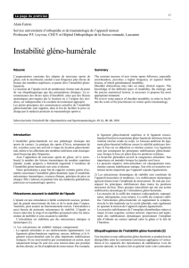 Instabilité gléno-humérale - Schweizerische Gesellschaft für