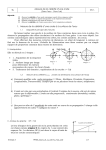 TS Mesure de la célérité d`une onde 1. Mesure de la célérité d`une