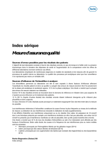 Index sérique Mesure d`assurance qualité