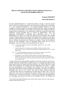 DEUX TYPES DE CONSTRUCTIONS ABSOLUES DANS LA