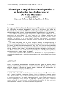 Sémantique et emploi des verbes de position et de localisation dans