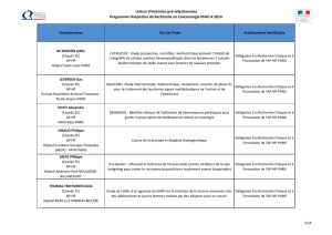 Lettres d`intention pré-sélectionnées Programme Hospitalier de