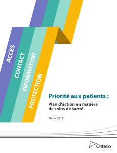 Priorité aux patients : Plan d`action en matière de soins de santé, 2015