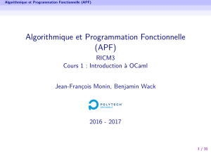Algorithmique et Programmation Fonctionnelle (APF)
