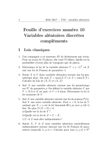 Feuille d`exercices numéro 10 Variables aléatoires discrètes