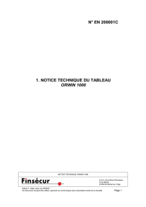 N° EN 200001C 1. NOTICE TECHNIQUE DU TABLEAU ORWIN 1000
