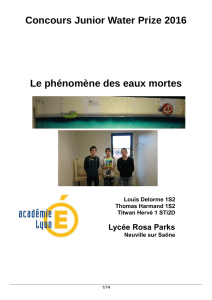 Concours Junior Water Prize 2016 Le phénomène des eaux mortes