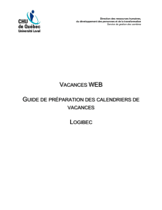 Guide du responsable pour le calendrier de vacances WEB