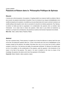 Passions et Raison dans la Philosophie Politique de Spinoza
