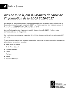 Avis de mise à jour du Manuel de saisie de l`information de la