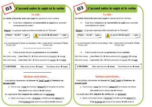 L`accord entre le sujet et le verbe L`accord entre le sujet et le verbe