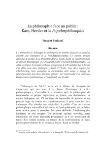 La philosophie face au public : Kant, Herder et la Popularphilosophie