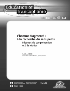 L`homme fragmenté : à la recherche du sens perdu