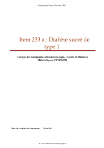 Item 233 a : Diabète sucré de type 1