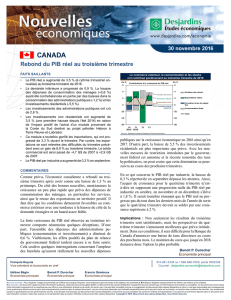 Canada : rebond du PIB réel au troisième trimestre