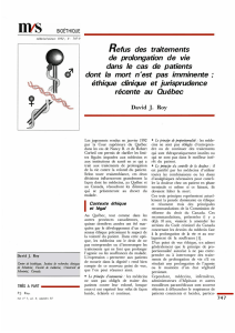 Refus des traitements de prolongation de vie dans le cas de patients