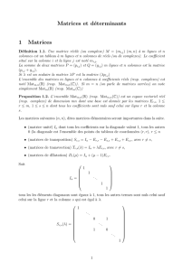 Matrices et déterminants 1 Matrices