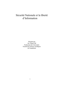 Sécurité Nationale et la liberté d`Information