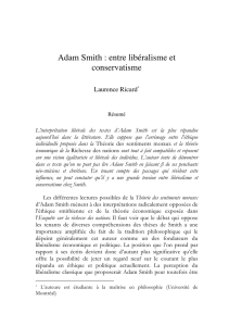 Adam Smith : entre libéralisme et conservatisme