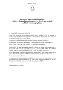 Décision n° 06-D-18 du 28 juin 2006 relative à des pratiques mises