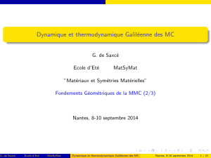 Dynamique et thermodynamique Galiléenne des MC
