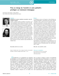 B 31 - Prise en charge de l`anxiété en soins palliatifs : privilégier un