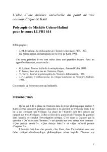 L`idée d`une histoire universelle du point de vue cosmopolitique de