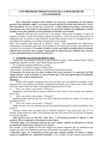 La démarche de l`économiste