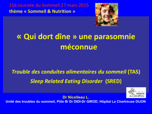 Trouble des conduites alimentaires au cours du sommeil