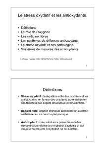 Le stress oxydatif et les antioxydants