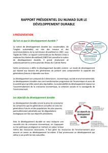 rapport présidentiel du numad sur le développement durable