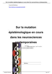 Sur la mutation &eacute;pist&eacute;mologique en cours dans les neurosciences
