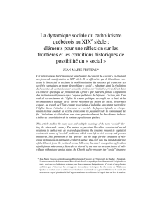 La dynamique sociale du catholicisme québécois au XIXe siècle