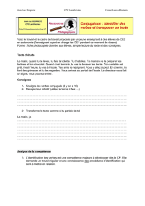 Conjugaison : identifier des verbes et transposer un texte