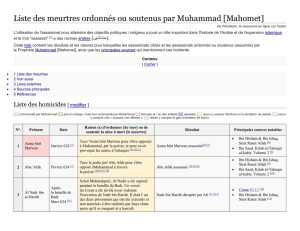 Liste des meurtres ordonnés ou soutenus par Muhammad [Mahomet]