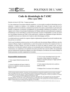 Code de déontologie de l`AMC