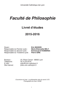 Faculté de Philosophie - Université Catholique de Lyon