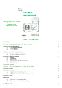 optique matricielle table des matieres