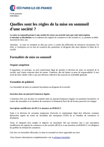 Quelles sont les règles de la mise en sommeil d`une société ?