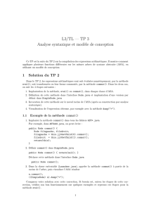 L3/TL — TP 3 Analyse syntaxique et mod`ele de conception