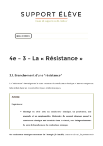 4e – 3 – La « Résistance » – Support élève