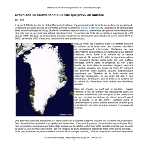 Groenland :la calotte fond plus vite que prévu en surface