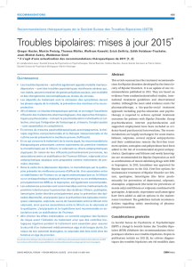 Troubles bipolaires: mises à jour 2015