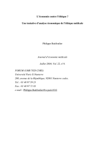 L`économie contre l`éthique ? Une tentative d`analyse