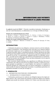 Informations aux patients de réanimation et à leurs