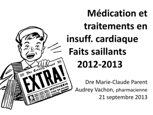 Medications et traitements en IC – Mme Audrey Vachon