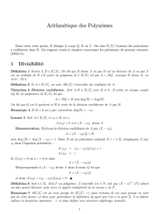 Arithmétique des Polynômes