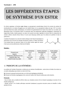 Les différentes étapes de SynthèSe d`un eSter