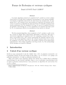 Forme de Frobenius et vecteurs cycliques